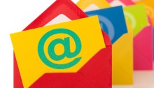 email symbol on row of colourful envelopes